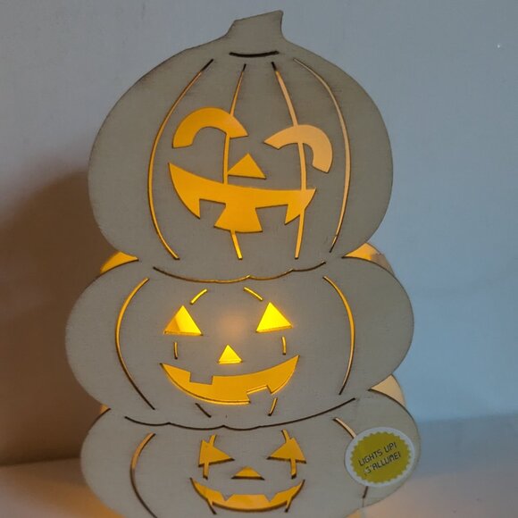 NWT DIY LED Halloween Sign Jack O'Lantern Pumpkin Stack Michaels ArtMinds Crafts - Picture 1 of 13